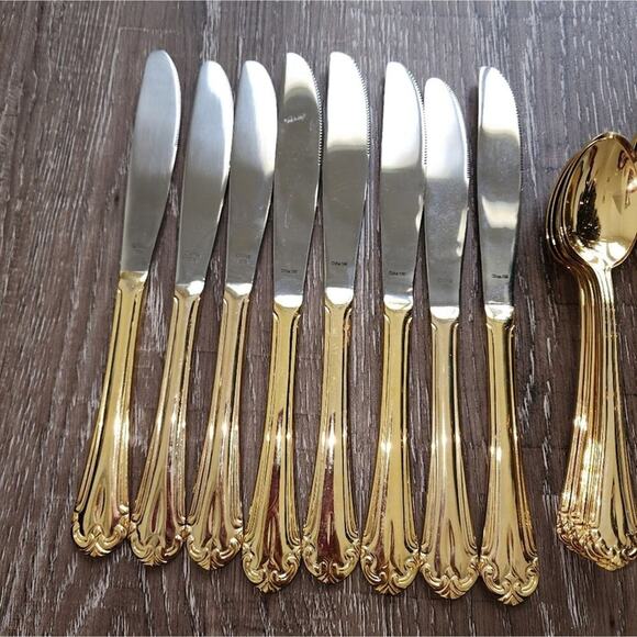 Hampton Silversmiths Versailles 235 Flatware 24kt Gold Plated lot of 48 pieces‎ - Picture 10 of 15